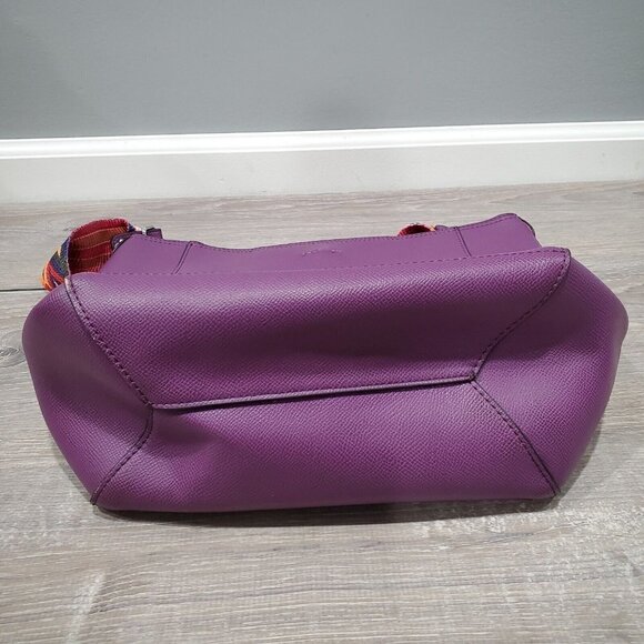 BROMEN Purse Large Bucket Bag Hobo Vegan Leather Handbag Purple Colored Strap - Picture 10 of 16